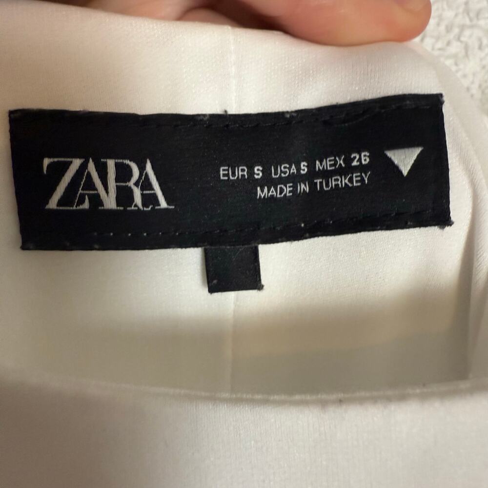 Zara White Midi Bubble Hem Dress - Picture 10 of 11